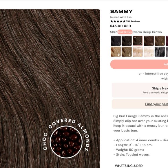 Sammy Tousled wave bun - Insert Name Here - Dark Brown - Picture 2 of 3